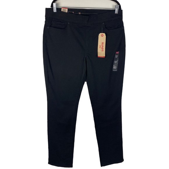 Levis Perfectly Slimming Pull On Skinny Jeans Black Sz 16 NWT